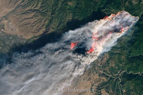 تصاویر ماهواره ای از آتش سوزی در كالیفرنیا